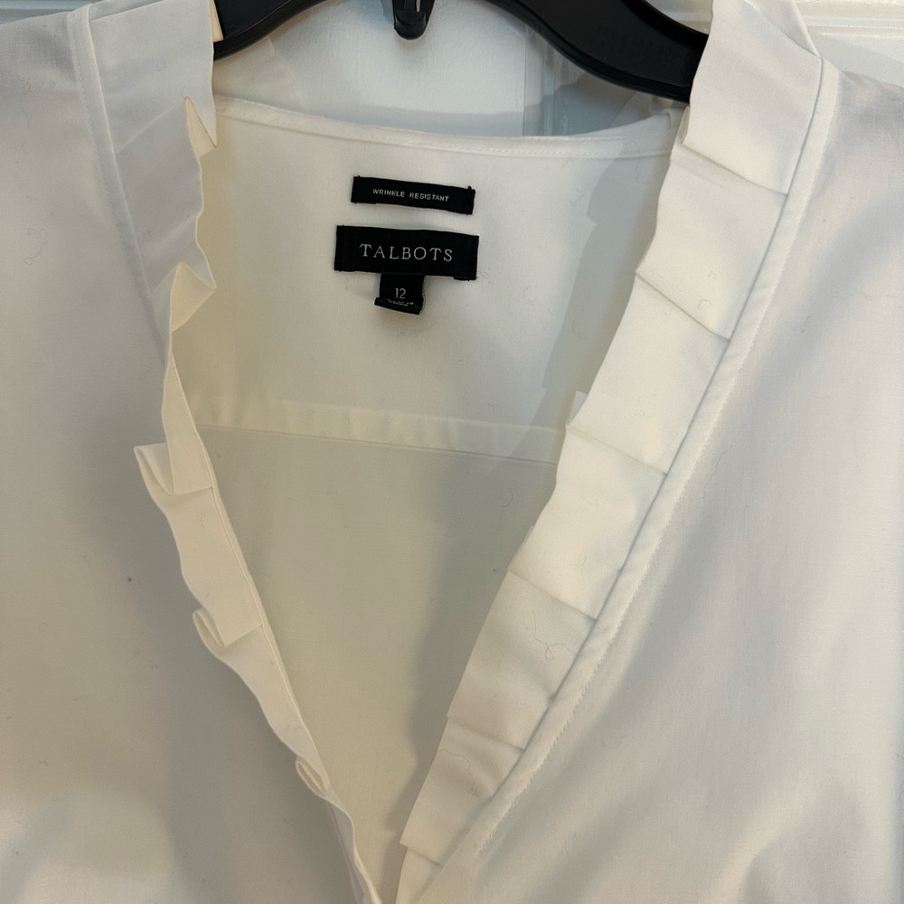 Talbots Cream Ruffled Blouse